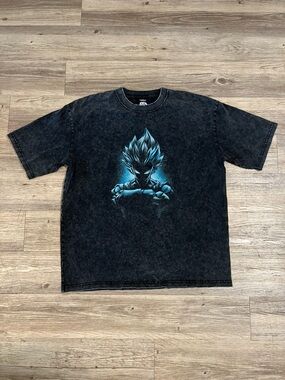 Vegeta Blue Anime Vintage Washed Tee Dragon Ball Energy Large